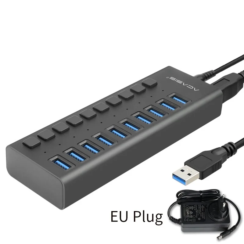 

New Acasis Multi USB 3.0 Hub 10 ports High Speed With ON OFF Switch Adapter Splitter USB Expander Computer Accessories