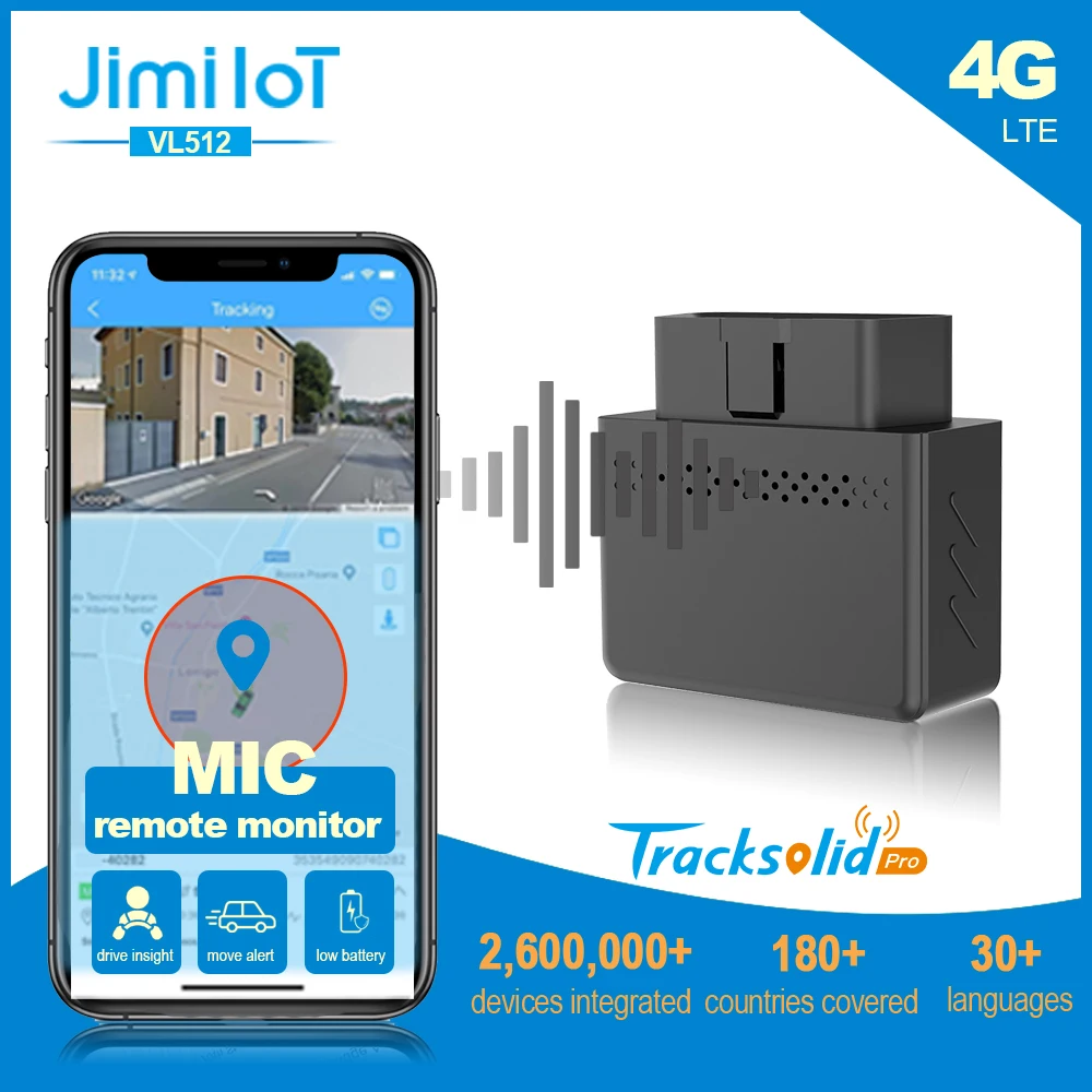 JIMIIOT VL512 Автомобильный OBD GPS-трекер 4G Мини-локатор Удаленный голосовой мониторинг