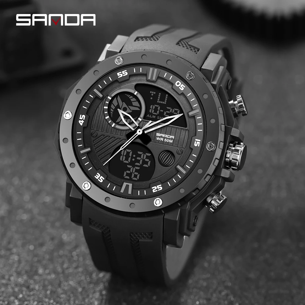 

SANDA 2023 Top Brand Men's Watches Sport Military Quartz Watch 50M Waterproof Wristwatch for Men Clock relogios masculino 6012