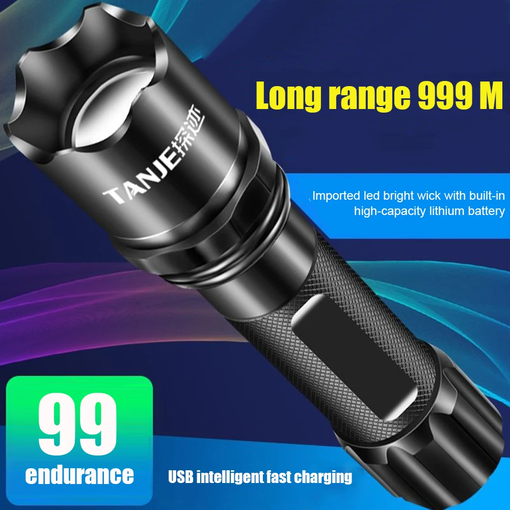 

200LM Powerful Flashlight XPG LED Flashlight USB Rechargeable Bright Torch Lights for Camping Hiking included 500mAh Battery