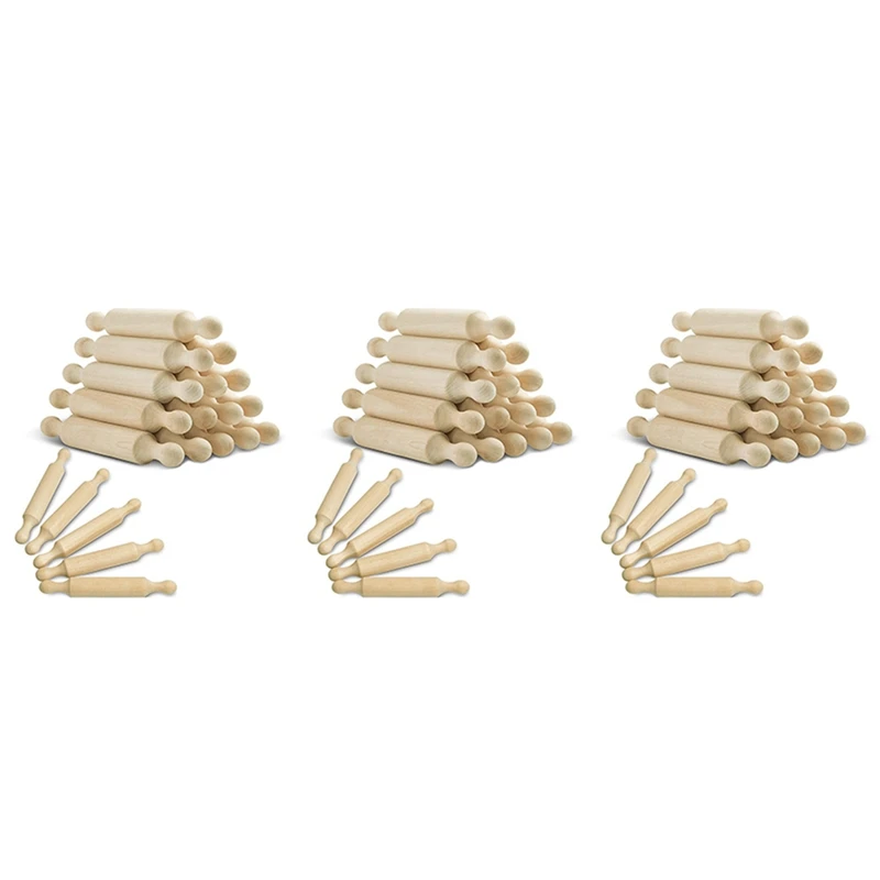 

45 Pieces Wooden Mini Rolling Pin 6 Inches Long Kitchen Baking Rolling Pin Small Wood Dough Roller For Children Fondant