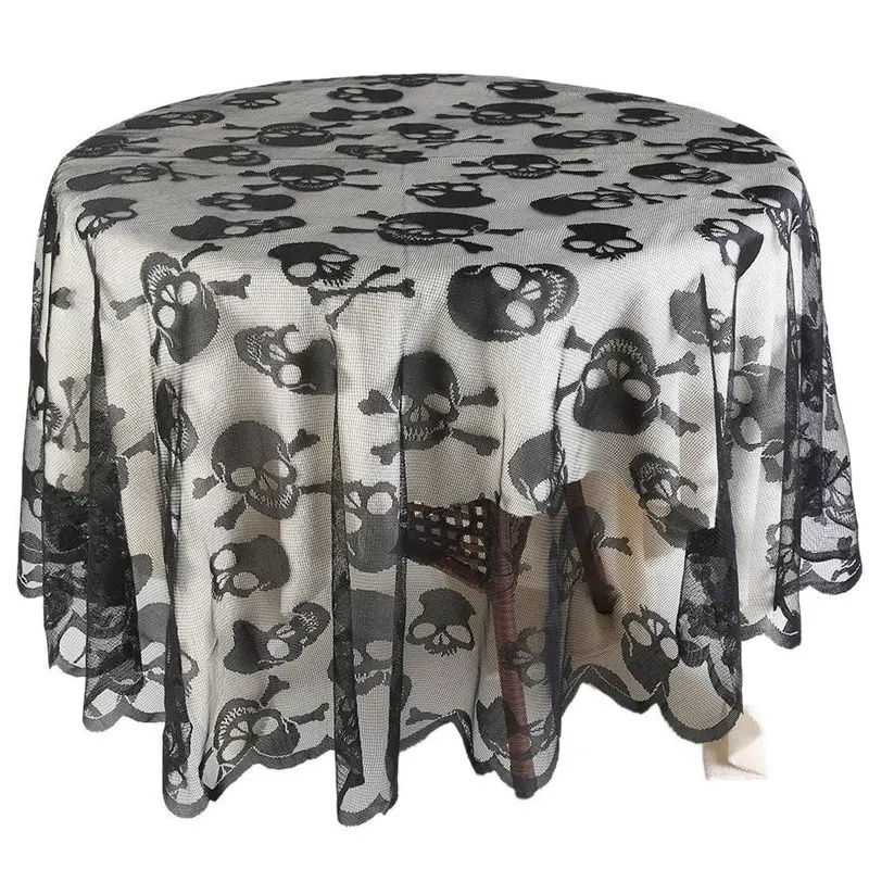 

Женская круглая черная кружевная скатерть, 178 см