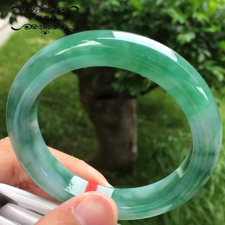 

[new Goods in March]ice Green Flower Circle Bracelet Size 56.8-12.3-10.1 Natural a Goods Bracelet 32791