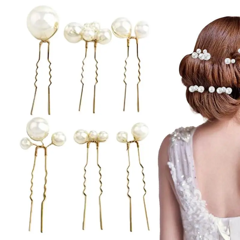 

6 шт./набор, заколки для волос с жемчугом