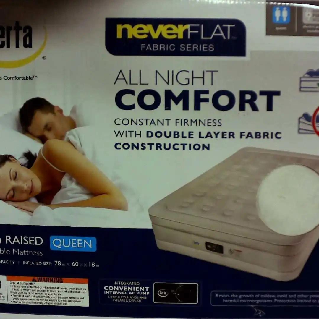 

Never Flat Fabric Series Raised with Internal and Plush Air Mattress- 18 Queen (Beige)