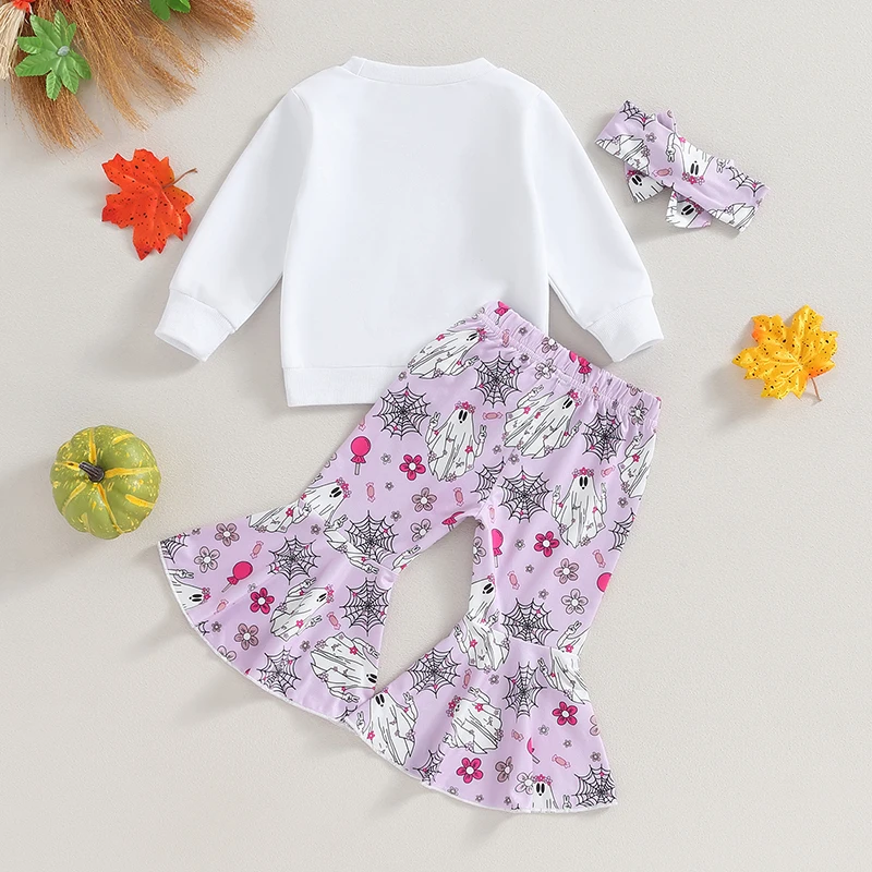 

Детский костюм из свитшота с круглым вырезом и расклешенных брюк