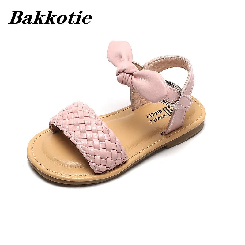 

Girls Sandals 2022 Spring Kids Fashion Princess Flats Mary Jane Baby Beach Sandals Toddler Children Shoes Weave Dress Soft Sole