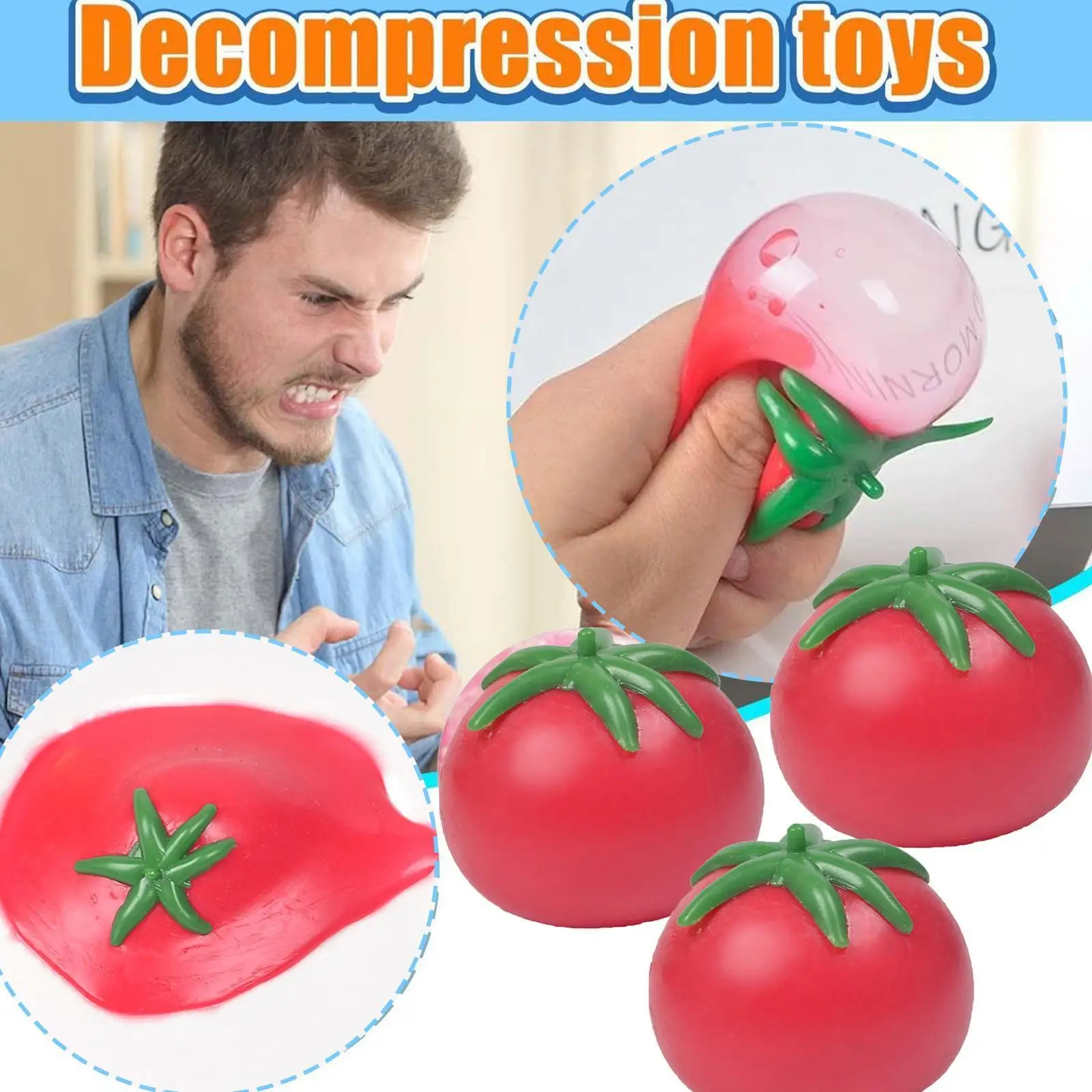 

Tomato Balls Squeeze Squishies Balls Stress Relief Fidget Toy Antistress Prank Props Anti-stress Toys For Kids &adult Q9f5
