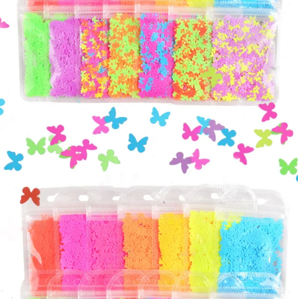 

2G bagged fluorescent 5mm butterfly nail enhancement Sequin drop glue DIY filling jewelry summer nail enhancement