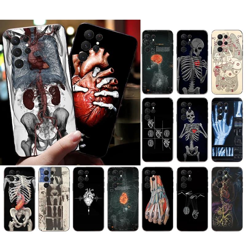

Human Organs Skeleton Skull Brain Phone Case for Samsung S23 S22 S21 S20 Ultra S20 S22 S21 S10E S20FE Note 10Plus Note20 Ultra