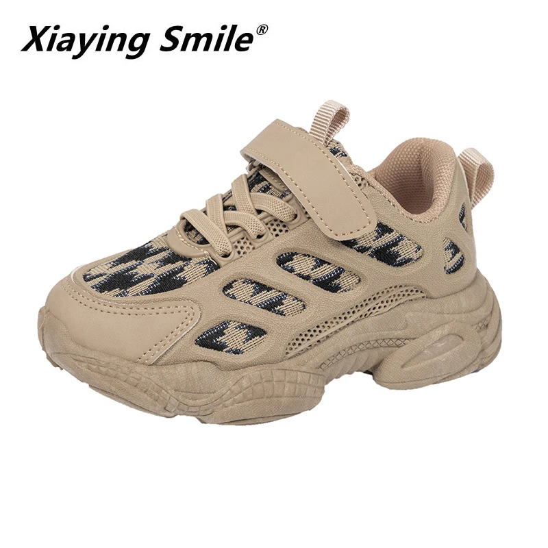 Comfortable Mesh Shoes For Girls Children's Sneakers Boys Leather Shoes Students Daily Footwear Chaussure Black Rubber Sole