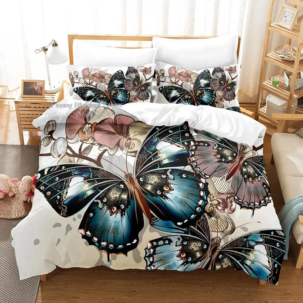 

Butterfly Bedding Set Single Twin Full Queen King Size Butterfly Bed Set Aldult Kid Bedroom Duvetcover Sets 3D Anime 040