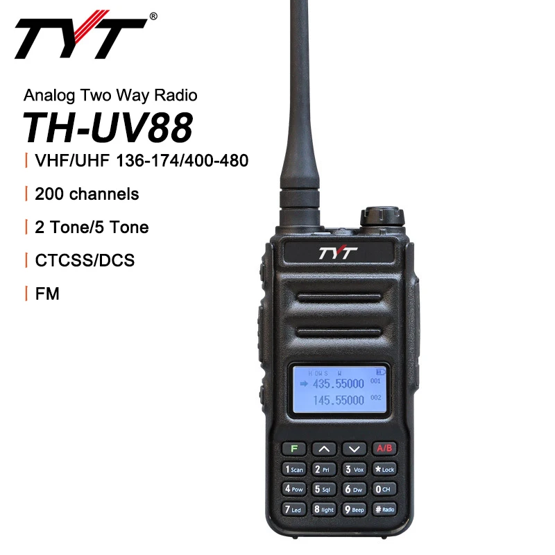 Cena Walkie-talkie TYT TH-UV88 5w 1800mAh Ham Radio Ręczny Dwukierunkowy Radio Analogowy Amatorski Dwuzakresowy VHF UHF Daleki Zasięg Akumulator