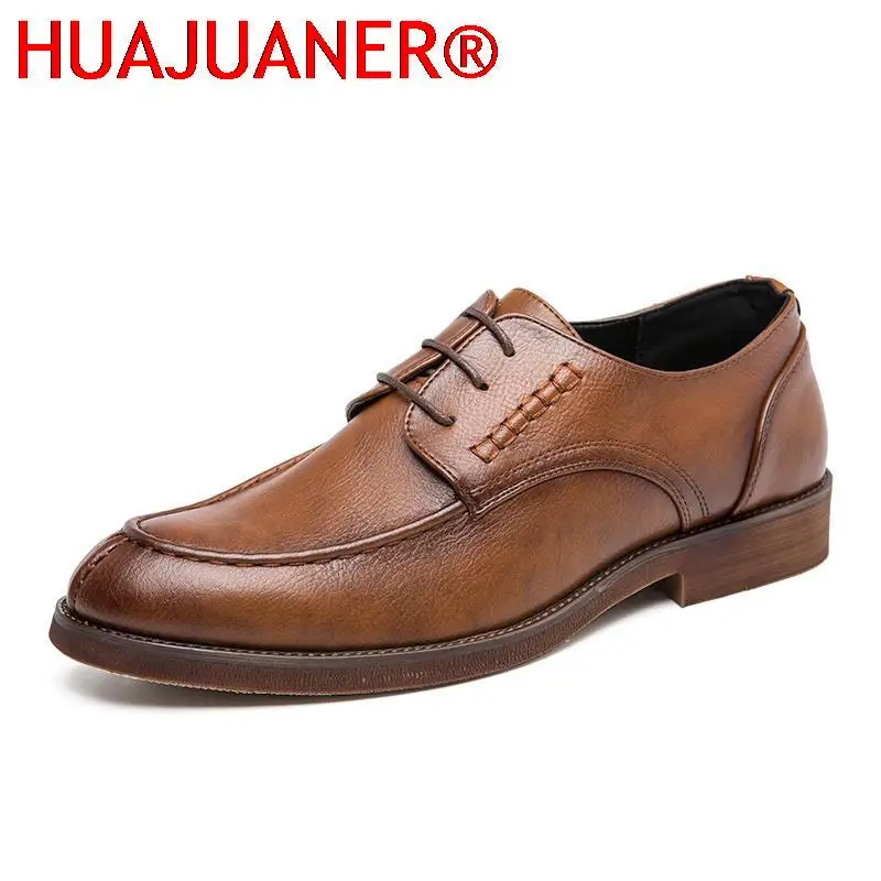 

New Men Shoes Leather Oxford Casual Lace-up Business Shoes Men's Flats Italian Design Mans Leisure Derby Footwear Big Size 38-47