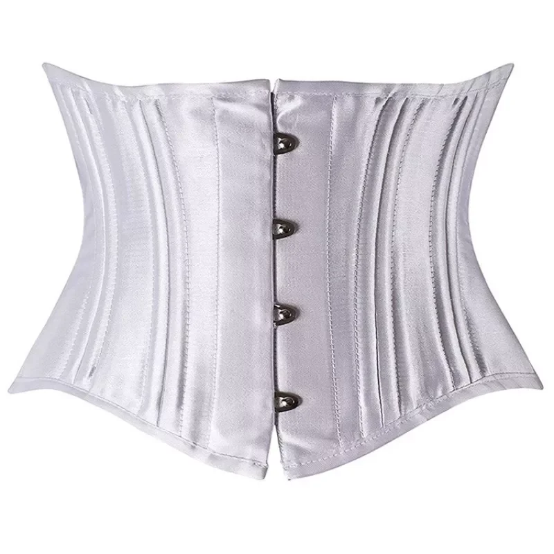 Sexy Underbust Corset 26 Steel Boned Corset Short Torso Heavy Duty Waist Trainer Cincher Corset for Weight Loss Satin