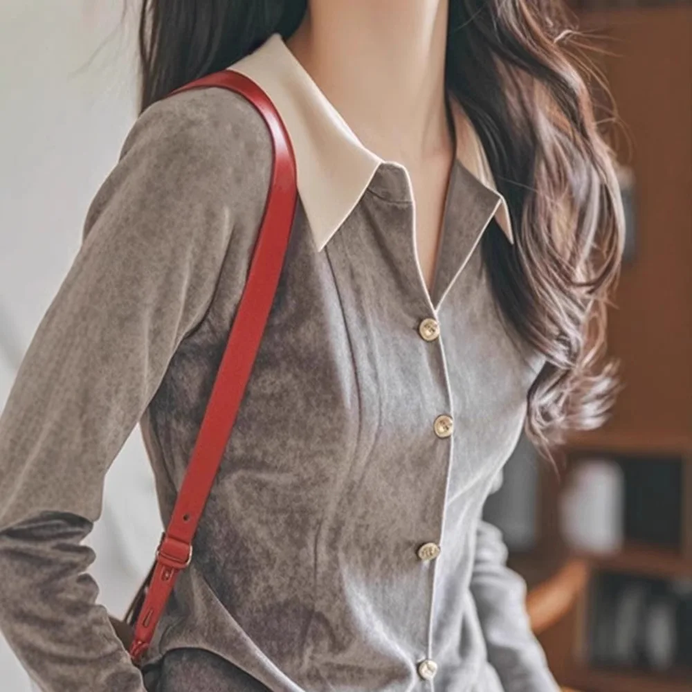 Осень-зима 2024 модная и уникальная шикарная верхняя рубашка в иностранном стиле