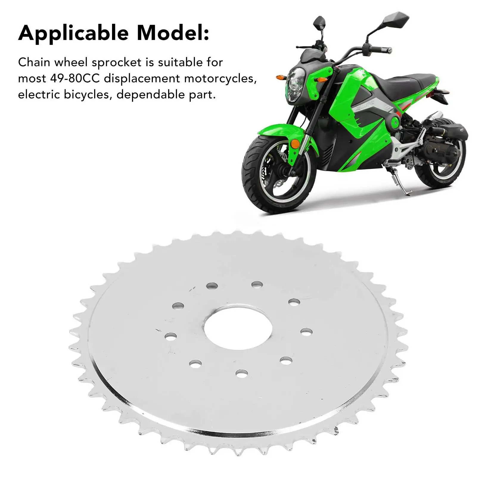 44T нержавеющая цепная звездочка для 49-80CC мотоциклов и электрических велосипедов