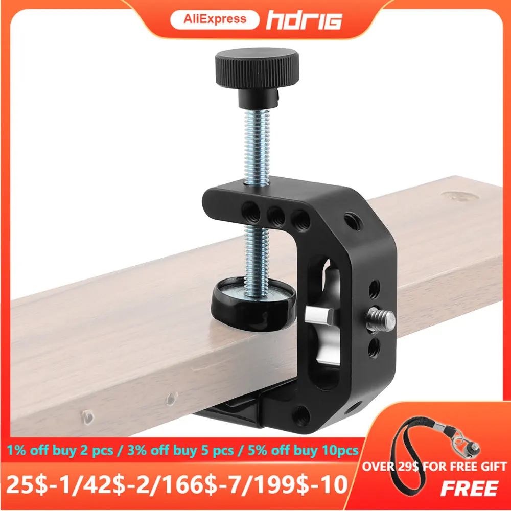 

HDRIG Универсальный C-образный зажим с 1/4 "внутренней резьбой 1/4"-20 ручка винта для камеры аксессуар для рабочего стола
