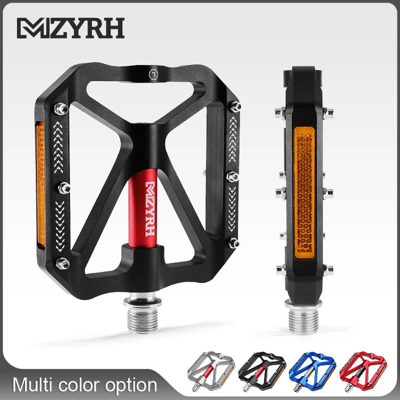 Отражающая велосипедная педаль MZYRH F17, 3 подшипника, Нескользящие, для горных велосипедов, плоские, из алюминиевого сплава, водонепроницаемы...