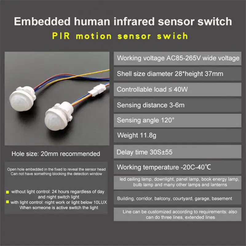 

Human Body Sensor Voice Controlled Human Body Sensing Switch Adjustable Infrared Sensing Probe Automatic Sensor Light Switch Hot
