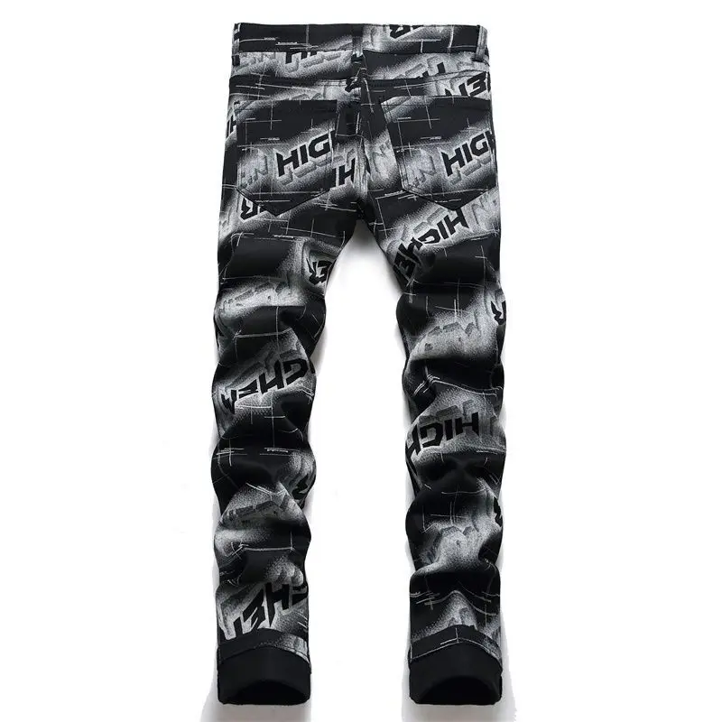 Мужские зауженные джинсы с принтом