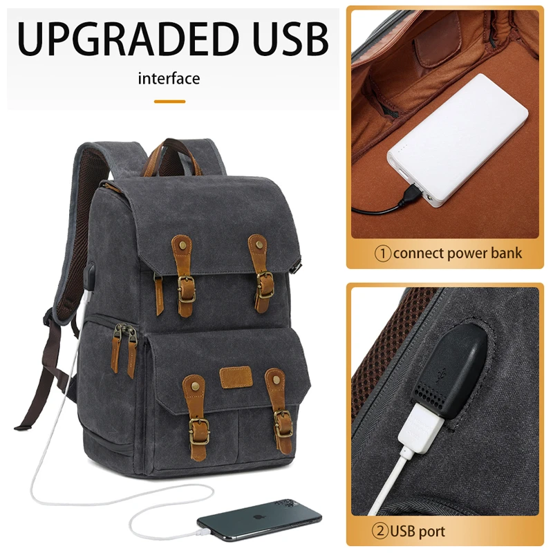 Водонепроницаемый холщовый рюкзак с USB-портом для ноутбука 15 6 дюйма - купить по