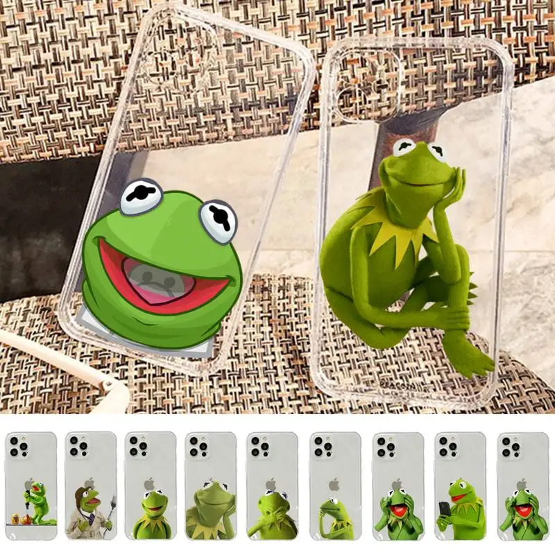 

kermit the frog Phone Case For iPhone 11 12 13 14 Mini Pro Max XR X XS TPU Clear Case For 8 7 6 Plus SE 2020