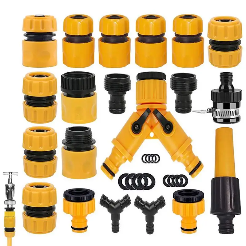 

Garden Water Hose Kit Quick Connectors 1/2'Tubing Coupling Adapter Joint Extender Set For Irrigation Car Wash Fitting 31PCS