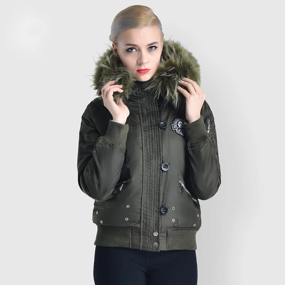 New style flying jacket cotton padded jacket women's winter coat short wool collar windproof coat cotton padded jacket