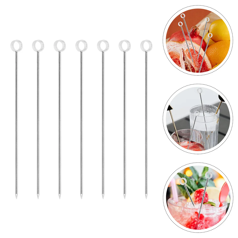 

7Pcs Decorative Portable Household Cocktail Picks Stainless Steel Toothpick Set for Stirring Bar Use Decorate Party