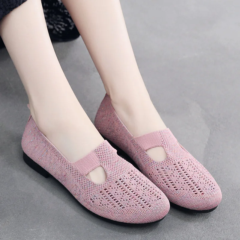 

Женская сетчатая обувь, Дышащие Беговые кроссовки без шнуровки, однотонные универсальные повседневные кроссовки, спортивная обувь 2023