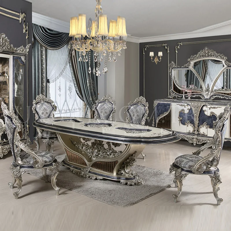 

Пользовательский Европейский резной обеденный стол из цельной древесины, вилла, большой женский обеденный шкаф, мебель для винного шкафа