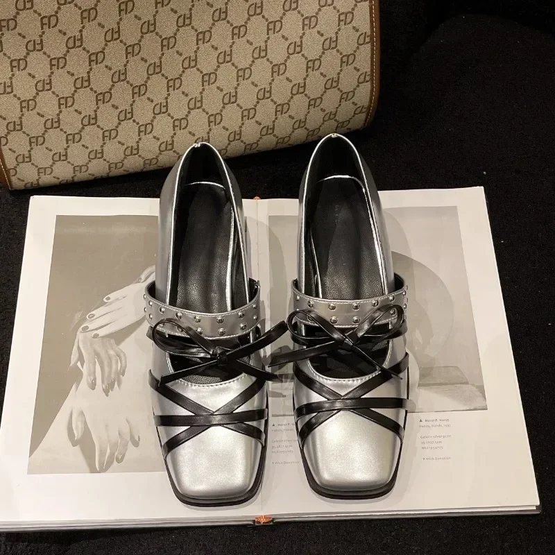 Женские туфли из натуральной кожи туфли-лодочки в стиле панк на толстом высоком