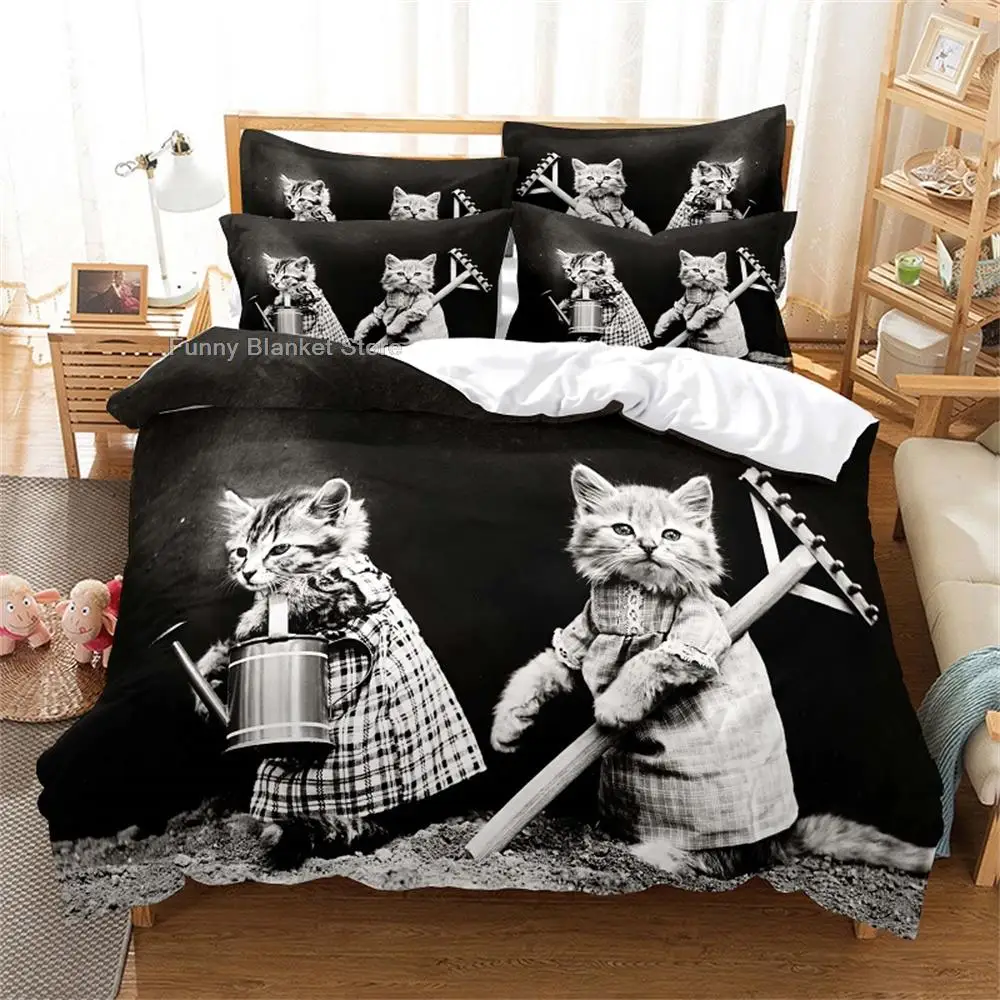 

Couple cat Fashion Bedding Set 2/3pcs 3D Digital Printing Duvet Cover Sets 1 Quilt Cover + 1/2 Pillowcases US/EU/AU Size