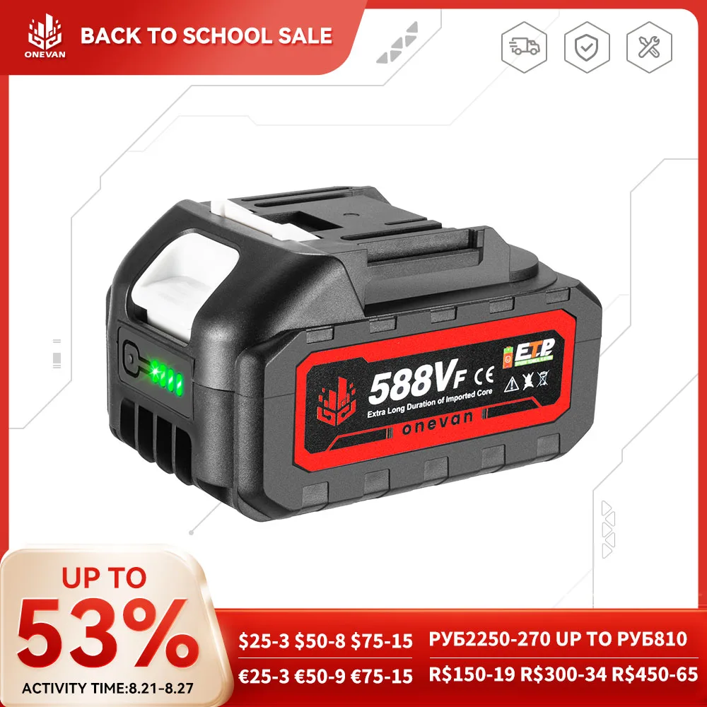ONEVAN 21V 588VF Rechargeable Battery 22900mAh Lithium Ion Battery For Electric Wrench For Makita Electric Power Tool Battery
