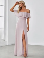 elegant evening dresses long off shoulder ruffle thigh split floor length 2022 ever pretty of chiffon simple prom women dress