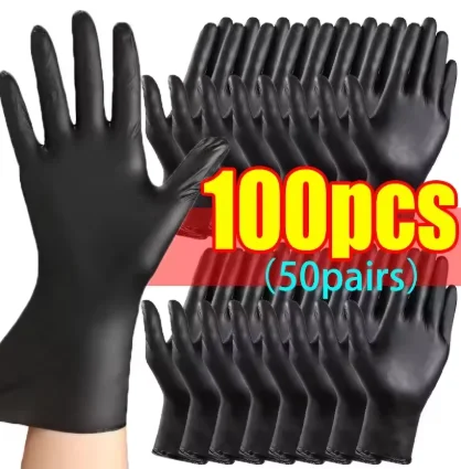 

Одноразовые черные ПВХ перчатки