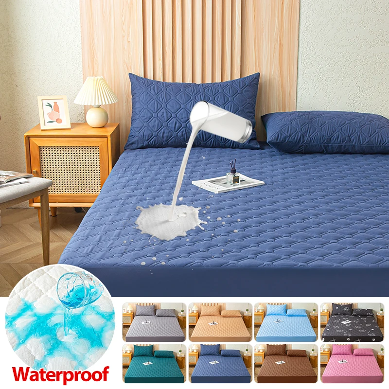 

Waterproof Cotton Fitted Bed Sheet Anti-mite Mattress Protector Soft Breathable Mattress Cover Queen Fitted Sheet 140/160*200cm