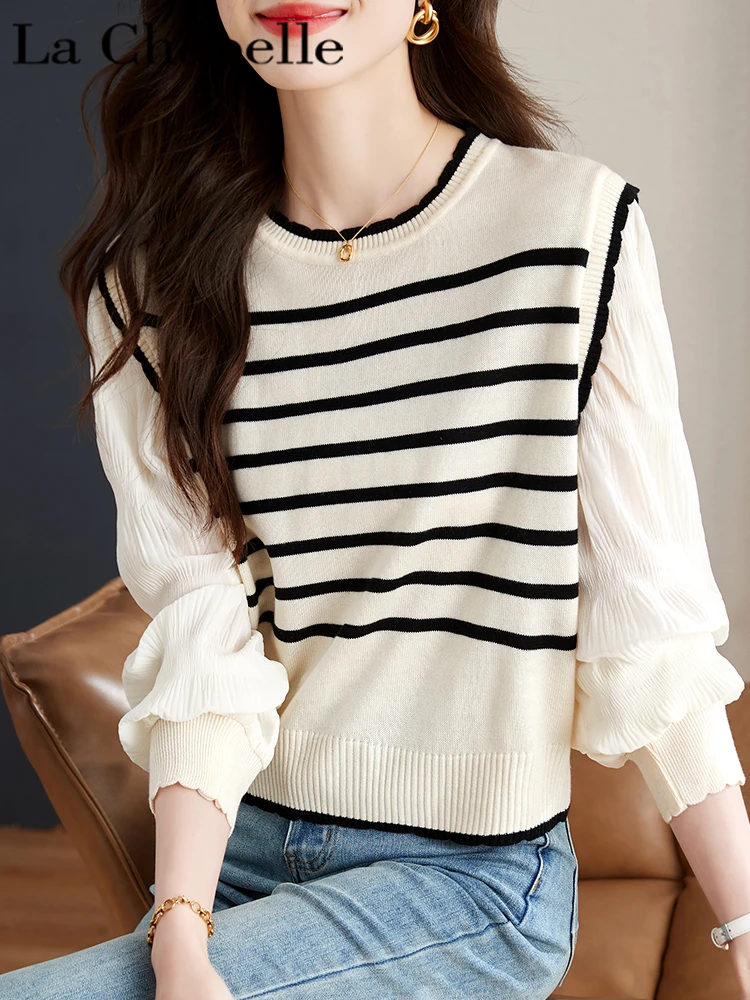 La Chabell вязаный цветной женский весенне-осенний 2024 новый дизайн Sense искусственный