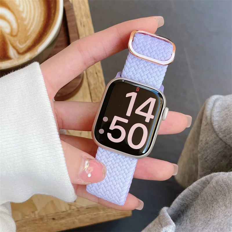 New For Apple Watch Band Ultra 49mm 44mm 40mm 45mm 41mm 42mm 38 Rainbow Knitting Strap For iWatch Series 8 7 6 5 SE 4 3 Bracelet