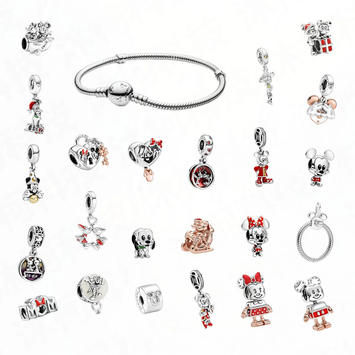 

Charm Beads Kawaii Fit Pandora Charms Disney Mickey Minnie Mouse Set Original Bracelet Lucky Kids Women Jewelry in Bulk Gift