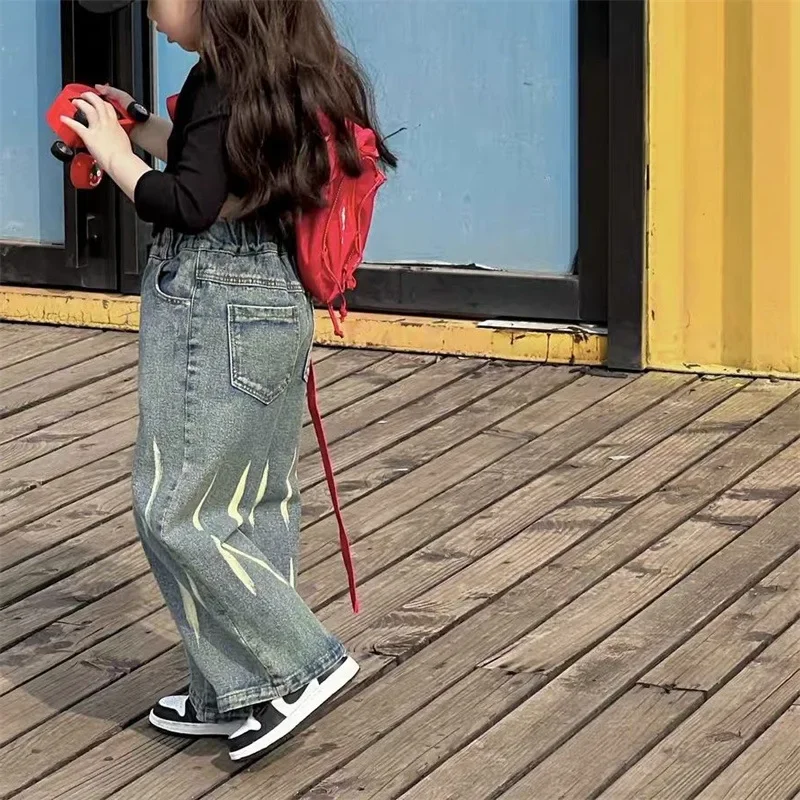 Комплект Детской Одежды Для Девочек — Топ Trikotazh С Длинными Рукавами И Джинсовыми