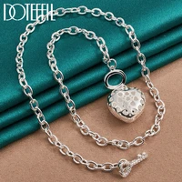 doteffil 925 sterling silver 18 inch chain aaa zircon heart pendant necklace for man women charm wedding engagement jewelry