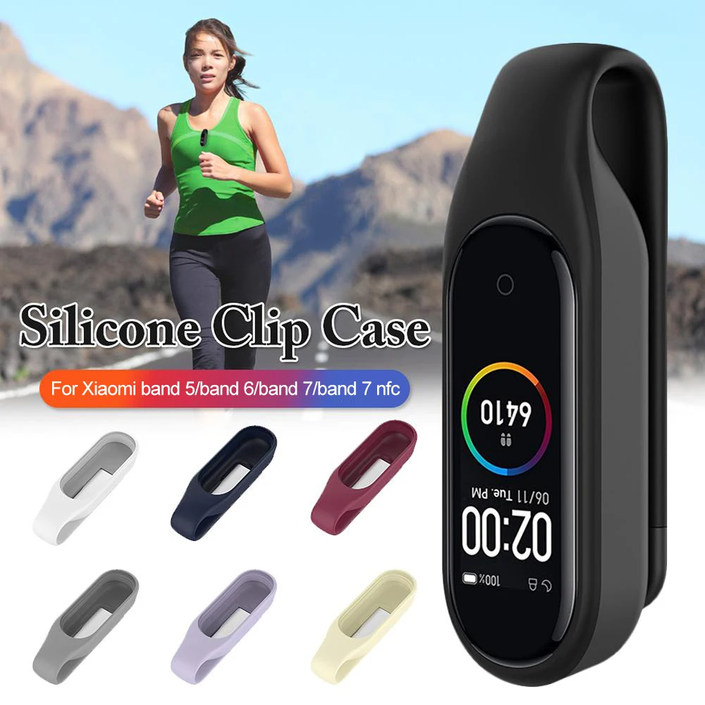 Универсальный силиконовый чехол с зажимом для Xiaomi MiBand Mi Band 5 6 7 защитный Xiomi Miband7