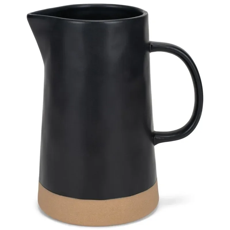 

Raw Bottom Matte Black 48 ounce Ceramic Pitcher Jug