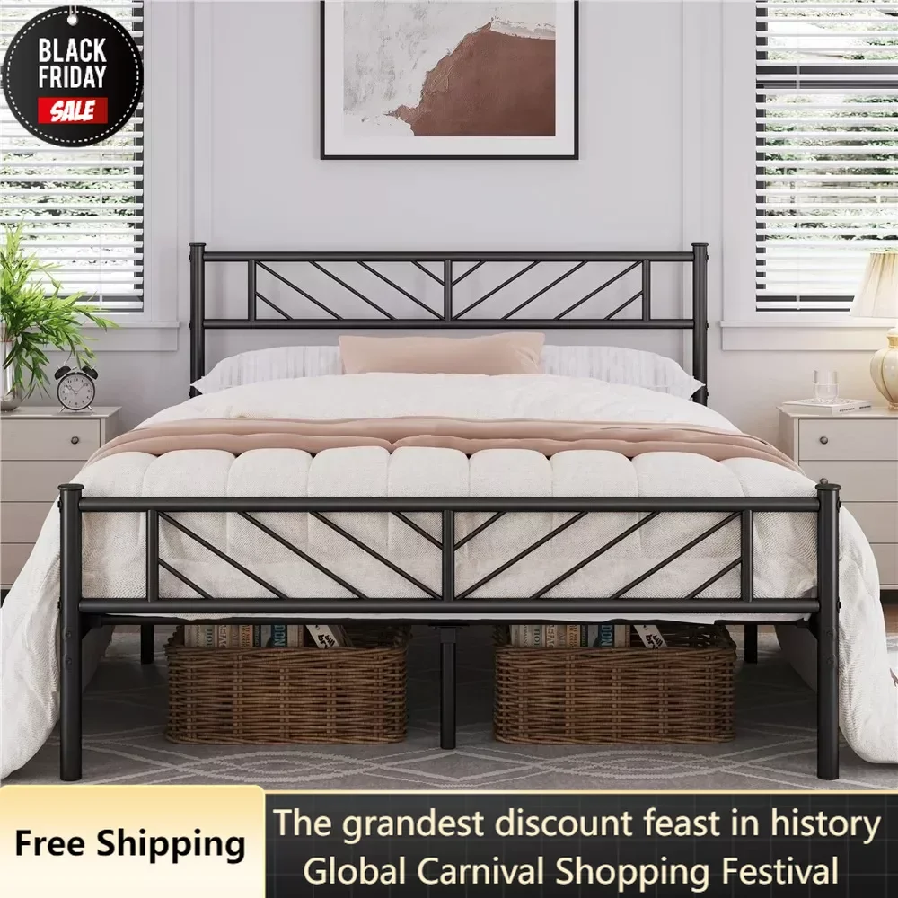 

Metal Bed Frame King Base for Queen Size Bed Bases & Frames Bedroom Furniture Full Size Bedframe Twin Beds Luxury Support Home