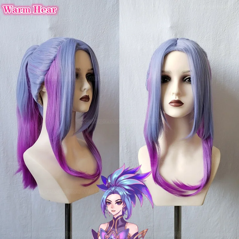 

Парик из игры Akali, парики для конского хвоста с фиолетовым градиентом, термостойкие синтетические парики для Хэллоуина