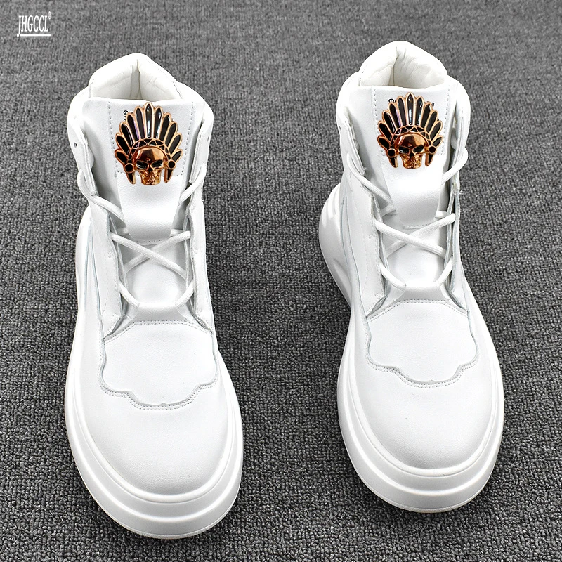 Мужские сетчатые кроссовки высокие дышащие повседневные маленькие белые