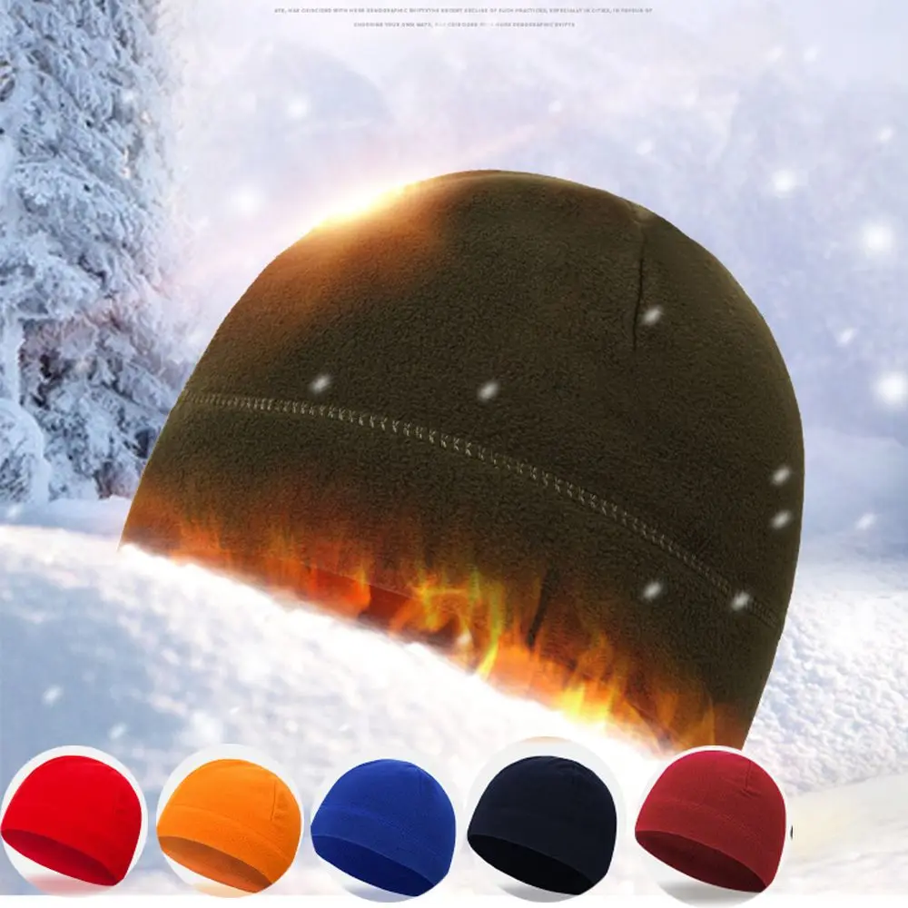 

Winter Warm Skullcap Men Women Windproof Cuffed Beanies Fleece Hats Hiking Caps Military Tactical Cap Ski Baggy Hat