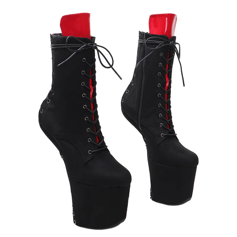 Leecabe Lace Up Ankle Boots Sexy Exotic Pole Dance Stripper young trend fashion color matching shoes